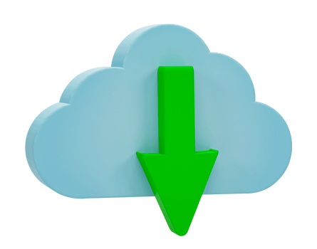 3D rendering. cloud download icon isolated on transparent background png