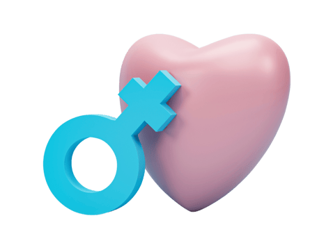 3D rendering, Heart and female gender symbol isolated on transparent background png