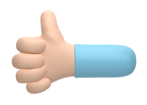 3D rendering, Cartoon character hand shows thumb up, like gesture isolated on transparent background png