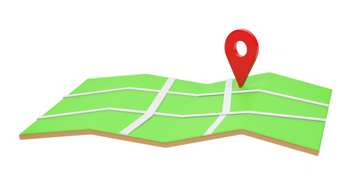 3D rendering, 3D illustration. Location pin on folded city map isolated on transparent background. Minimal Map pins, GPS, pin checking points png