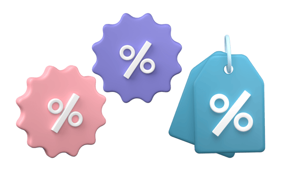 Set of Shopping coupon icon 3D render, png file format.
