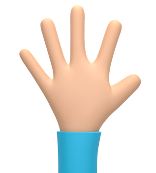 3D rendering, 3D illustration. Cartoon character hand isolated on transparent background. Simple open palm gesture png