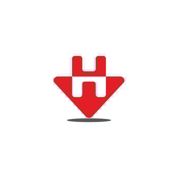 letter h arrow down point design logo vector