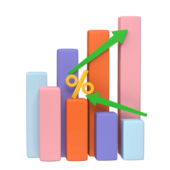 3D render. Business infographic with stock diagrams and statistic bars chart isolated on transparent background. Financial line graphs and charts for presentation and finance report. png