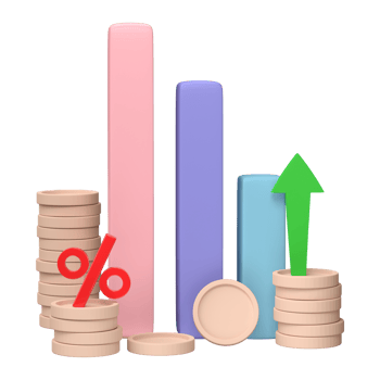 3D render. Business infographic with stock diagrams and statistic bars chart isolated on transparent background. Financial line graphs and charts for presentation and finance report. png