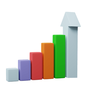 3D render. Business infographic with stock diagrams and statistic bars chart isolated on transparent background. Financial line graphs and charts for presentation and finance report. png