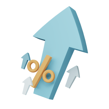 3D Business chart arrow economy financial isolated on transparent background. Success investment strategy concept. png