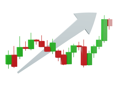 3D, Growth stock diagram financial graph isolated on transparent background. Business candlestick chart investment market trade exchange analysis and economy finance report. png