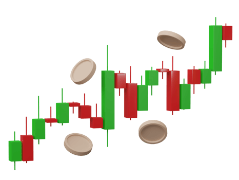 3D, Growth stock diagram financial graph isolated on transparent background. Business candlestick chart investment market trade exchange analysis and economy finance report. png