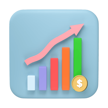 3D render. Business infographic with stock diagrams and statistic bars chart isolated on transparent background. Financial line graphs and charts for presentation and finance report. png