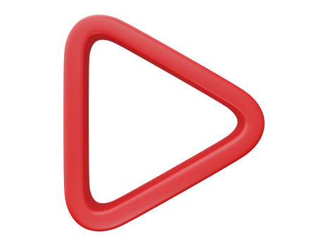 3d render. Red play button isolated on transparent background. Video media player png
