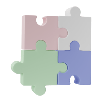 3D jigsaw puzzle pieces isolated on transparent background. Problem-solving, business connecting, cooperation, partnership concept. png