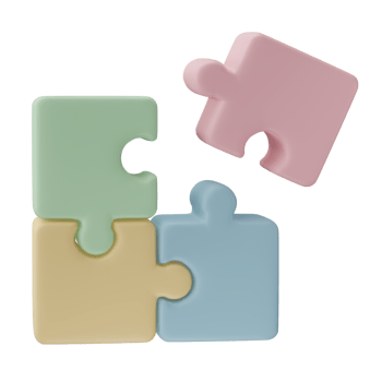 3D jigsaw puzzle pieces isolated on transparent background. Problem-solving, business connecting, cooperation, partnership concept. png
