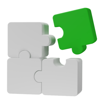 3D jigsaw puzzle pieces isolated on transparent background. Problem-solving, business connecting, cooperation, partnership concept. png