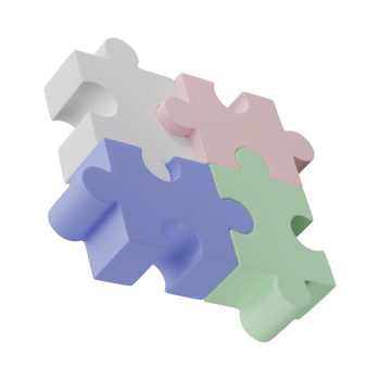 3D jigsaw puzzle pieces isolated on transparent background. Problem-solving, business connecting, cooperation, partnership concept. png
