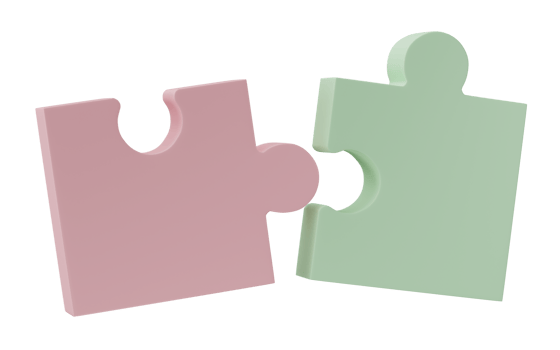 3D jigsaw puzzle pieces isolated on transparent background. Problem-solving, business connecting, cooperation, partnership concept. png
