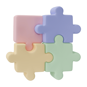 3D jigsaw puzzle pieces isolated on transparent background. Problem-solving, business connecting, cooperation, partnership concept. png