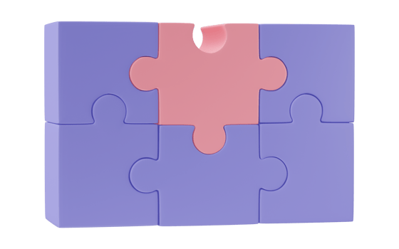 3D jigsaw puzzle pieces isolated on transparent background. Problem-solving, business connecting, cooperation, partnership concept. png