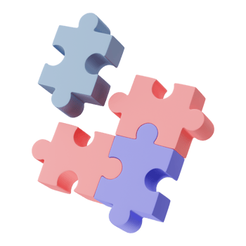 3D jigsaw puzzle pieces isolated on transparent background. Problem-solving, business connecting, cooperation, partnership concept. png