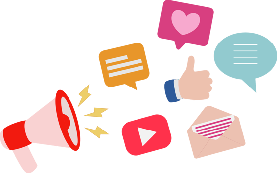 social media marketing network concept for digital internet strategy png