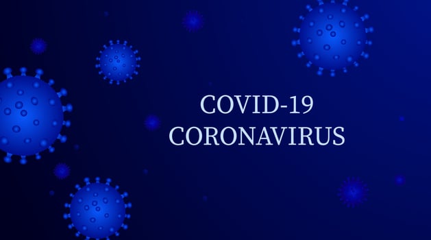 Dark background with bacteria and the inscription coronavirus. 2019-nCoV concept vector