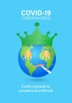 Sad world, Stop Covid-19, Coronavirus, Planet earth get sick and cry from Virus coming around The world. Earth crying mascot cartoon illustration. vector