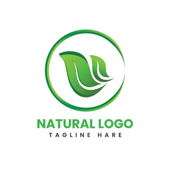 Gradient Natural logo vector illustration with green color