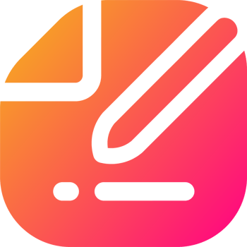 Edit icon in gradient colors. Register signs illustration. png
