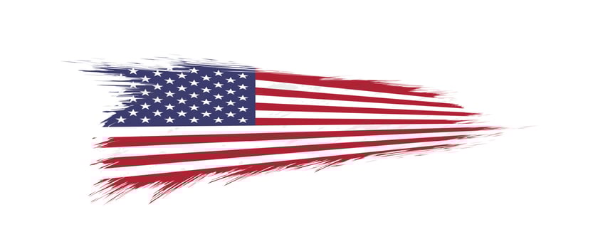 Flag of USA in grunge brush stroke. vector