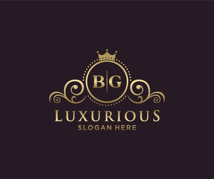 Initial BG Letter Royal Luxury Logo template in vector art for Restaurant, Royalty, Boutique, Cafe, Hotel, Heraldic, Jewelry, Fashion and other vector illustration.