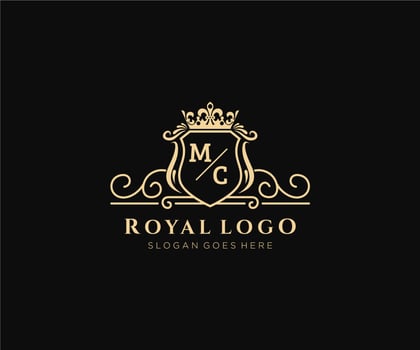 Initial MC Letter Luxurious Brand Logo Template, for Restaurant, Royalty, Boutique, Cafe, Hotel, Heraldic, Jewelry, Fashion and other vector illustration.