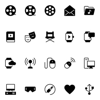 Glyph icons for Multimedia. vector