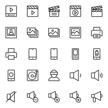 Outline icons for Multimedia. vector