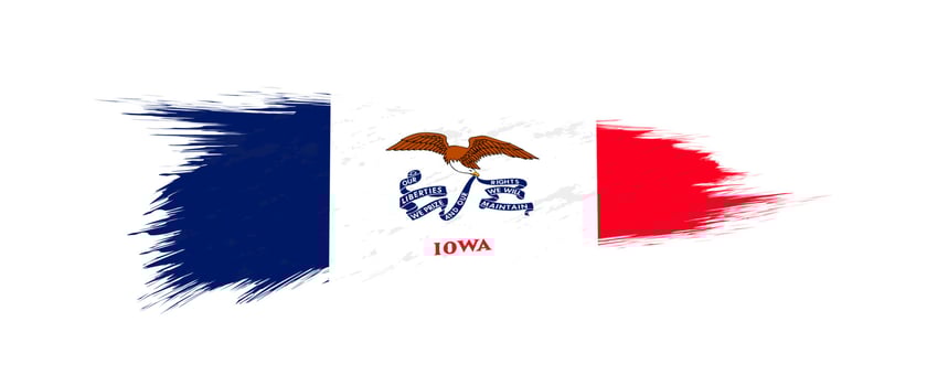 Flag of Iowa US State in grunge brush. vector