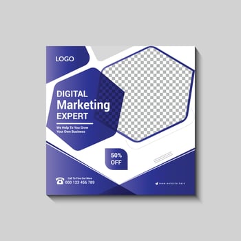 Blue Corporate Social Media Post Template Design vector