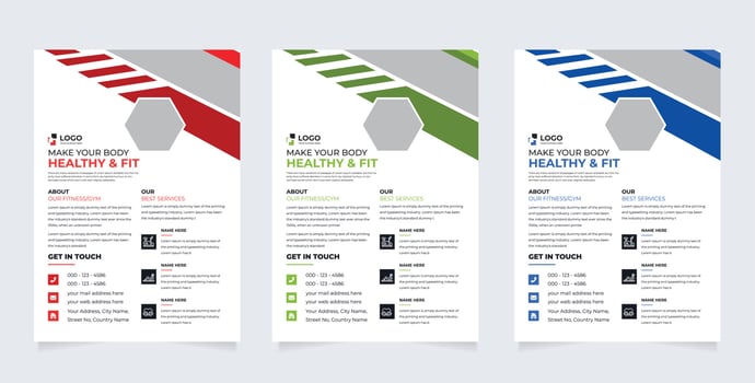Fitness Gym Business Flyer Template. Gradient green and blue colors Professional Sports Gym Health Flyer Design vector