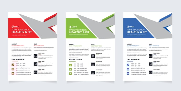 Fitness gym flyer template with black, red and yellow color, gym, Workout, fitness and Sports flyer. fitness gym business flyer design vector
