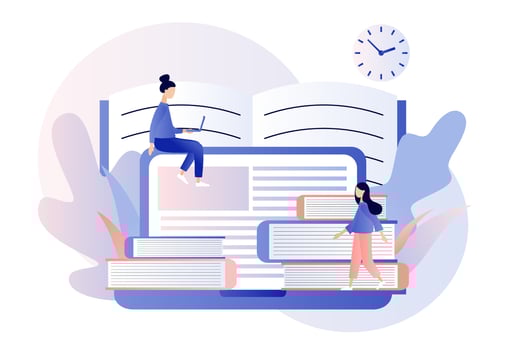 Online Education. Flat cartoon style. Vector illustration