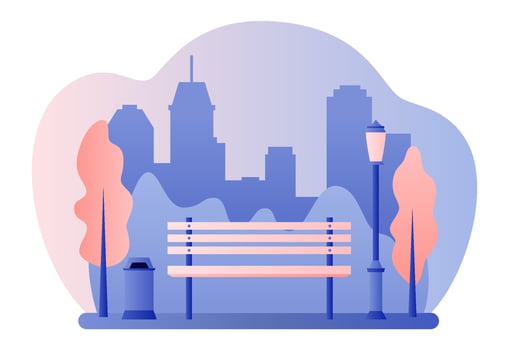 City park. Flat cartoon style. Vector illustration