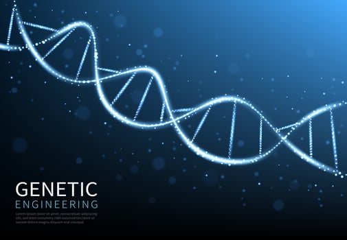 Glow DNA helix, cell or molecule genes background vector