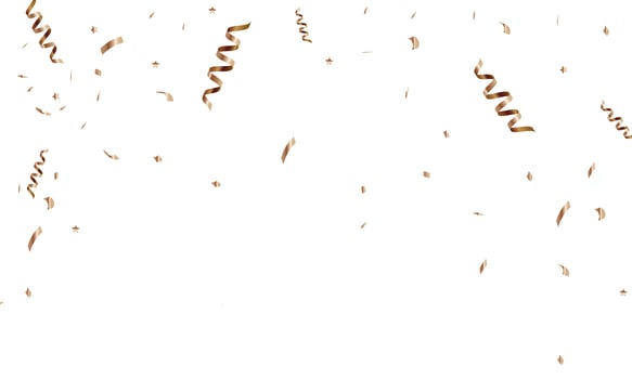 congratulatory background with gold confetti and serpentine. Vector illustration