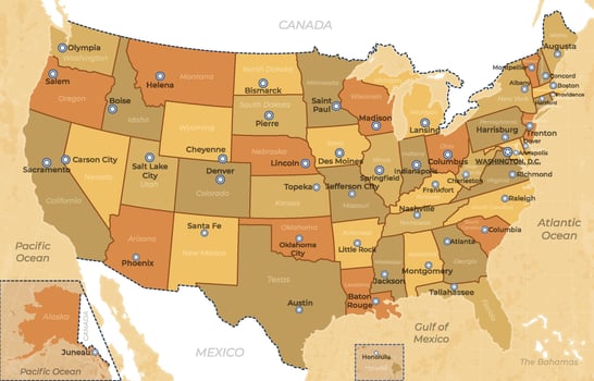 United States of America Country Map vector