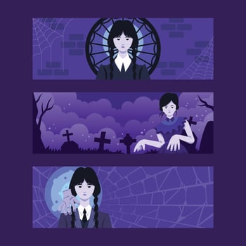 Horizontal Banner Set of Gothic Girl vector