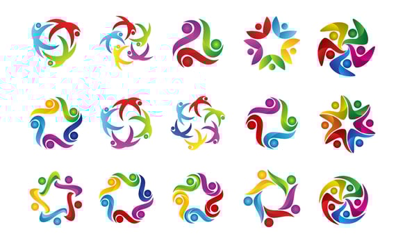 People Community Logo Design Set Bundle. Abstract People symbol Bundle vector