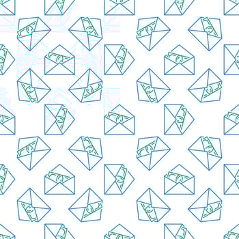 Banknote in Envelope vector Money Bribe concept line seamless pattern