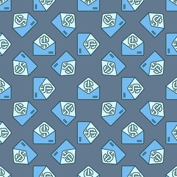 Dollar sign in Opened Envelope vector Money colored seamless pattern