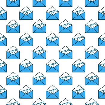 Envelope with Banknote vector colored seamless pattern