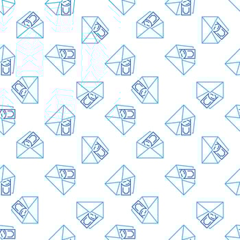 Envelope with Money vector Salary and Cash concept line seamless pattern