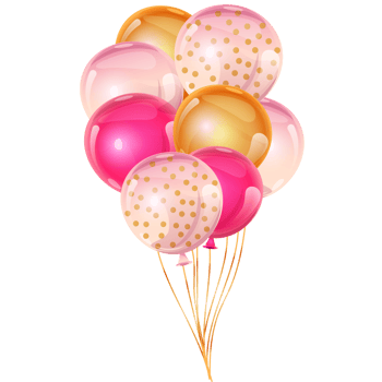 Baby shower pink balloons, it's a girl illustrations for invitations, greeting cards, posters png