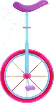 bright vector illustration of a circus bike, a bicycle with one wheel, monocycle, circus equipment